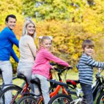 Family on bicycles
